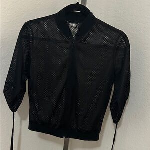 Trendy Black Mesh Bomber Jacket